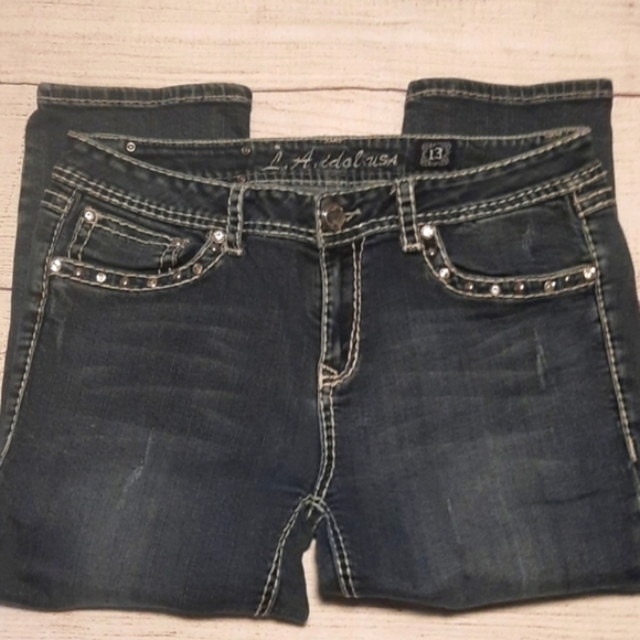 💲⬇️L.A. idol Women's Blue Jeans with Ornate Embellishments - Picture 5 of 8